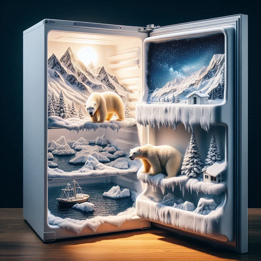Polar bear in the fridge