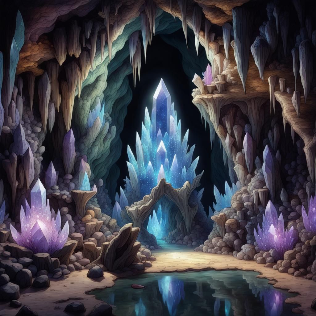 Magic Crystal Cave - AI Generated Artwork - NightCafe Creator