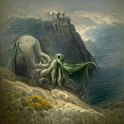 Cthulhu on a cliff