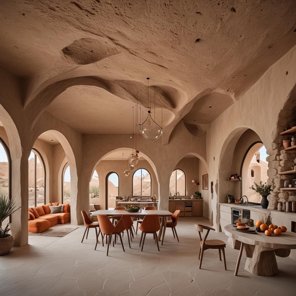 Minimalist Desert Home with Cave Walls, Photography