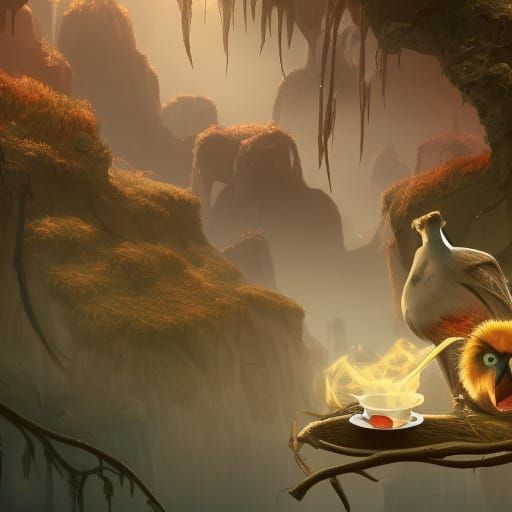 Owls with morning coffee