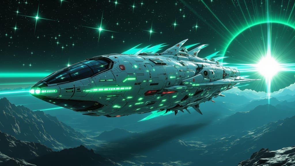 <lora:Inverse V2:1.3> a elongated star ship