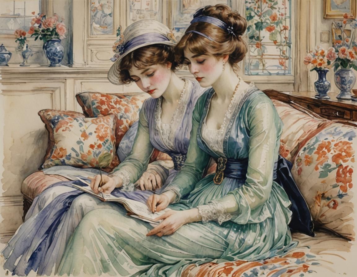 watercolor and ink by Frederick Carl Frieseke