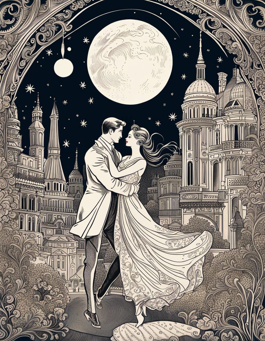 Whimsical of Lover Dancing under Moon  by @Heralyn