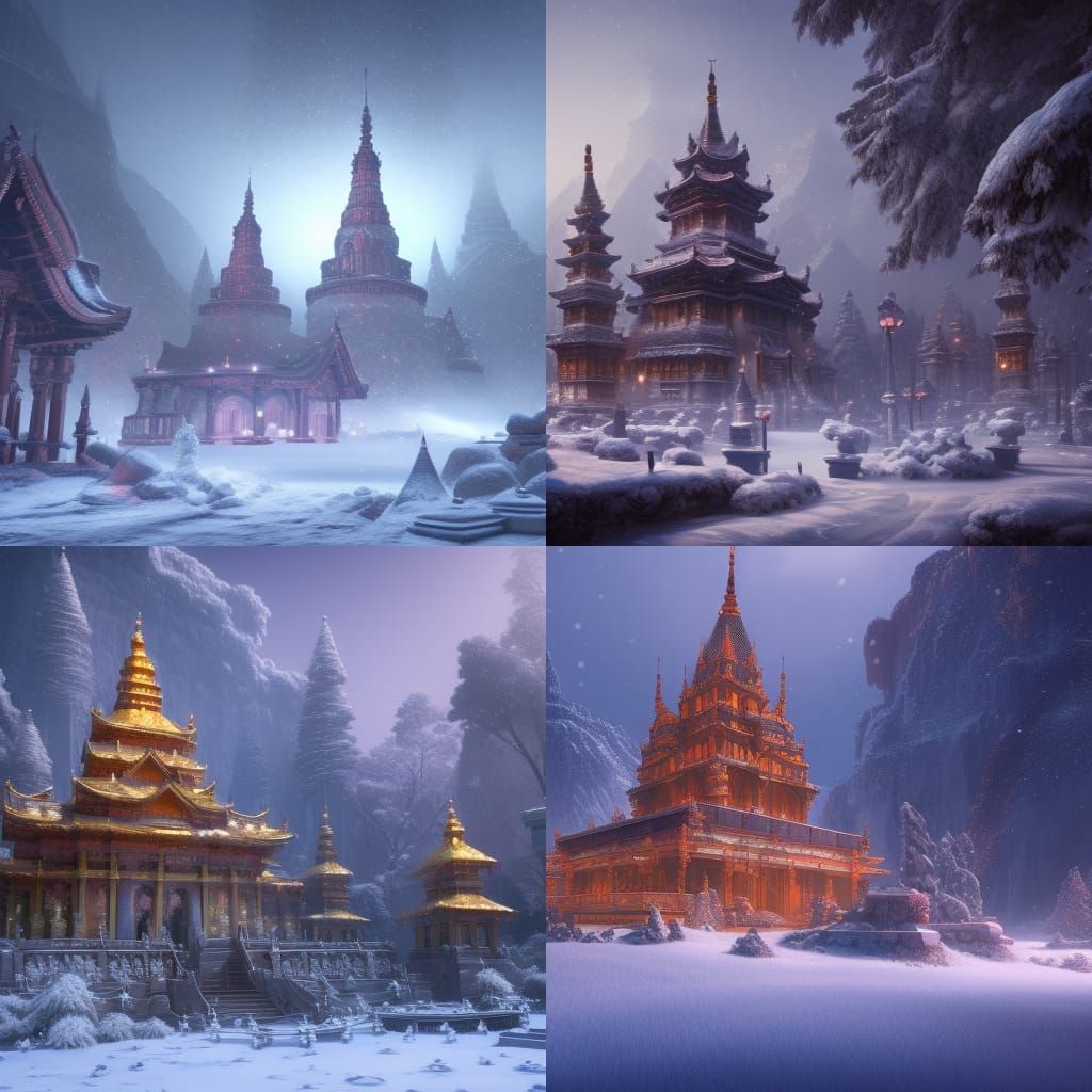 Temple in the snow