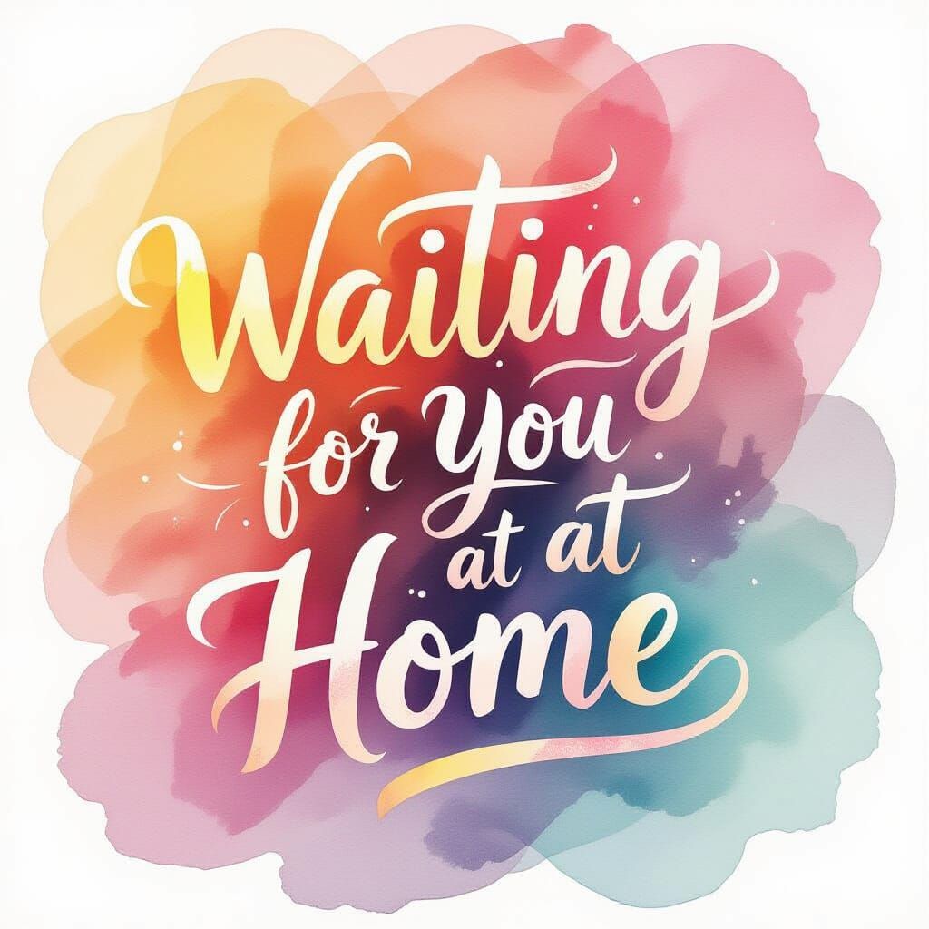 Warm Watercolor 'Waiting For You' Calligraphy