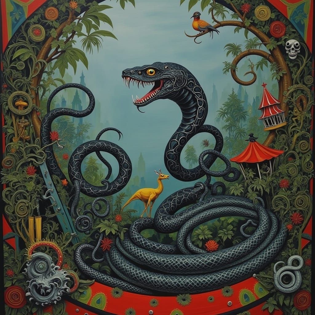 <lora:IRON MAIDEN:1.0> King cobra 