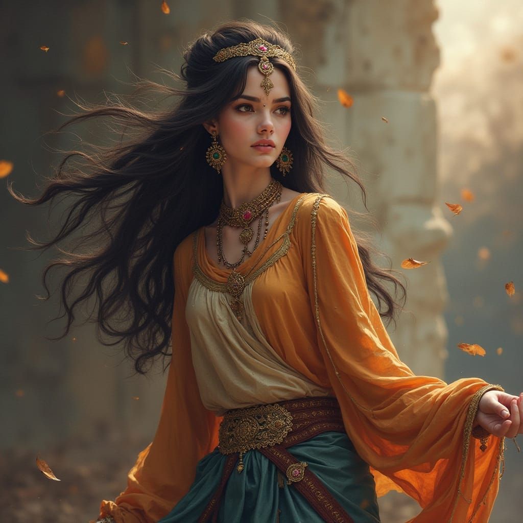 Hardworking Farmer in a Village, Painted in a Whimsical Styl...