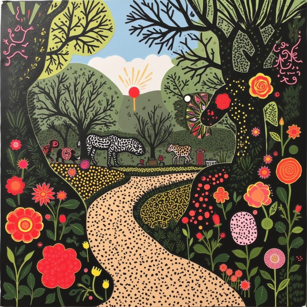 <lora:SPOTTY DOTTY:1.0> Rose garden