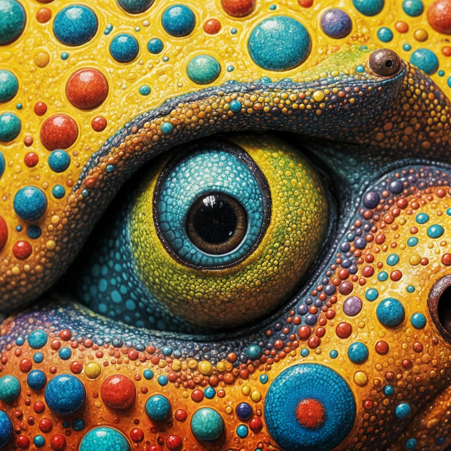 Polka dots chameleon eye detail   by @Dreamer in Hell