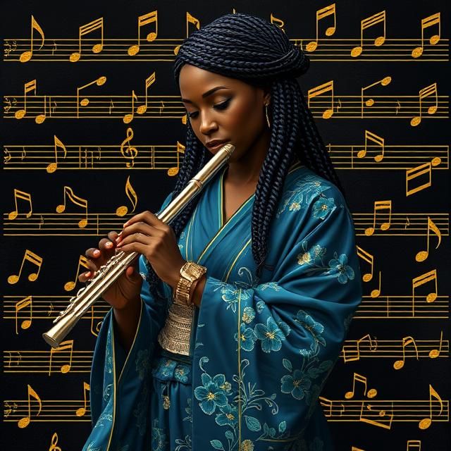 BLACK WOMAN WITH BRAIDED HAIR DRESSED IN A NAVY BLUE FLORAL ...