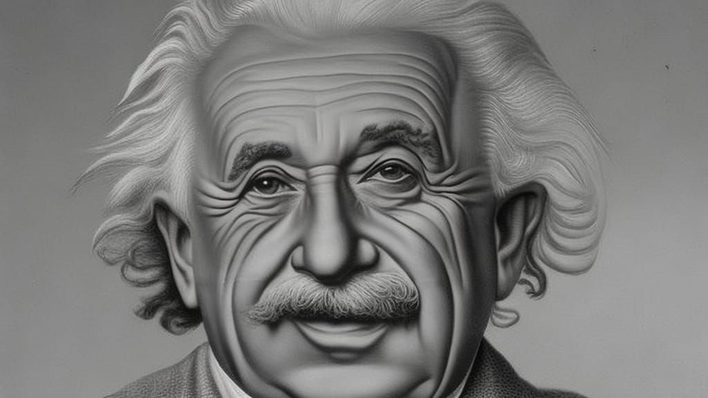 Albert Einstein, the portrait, pencil, sketch, realistic art...