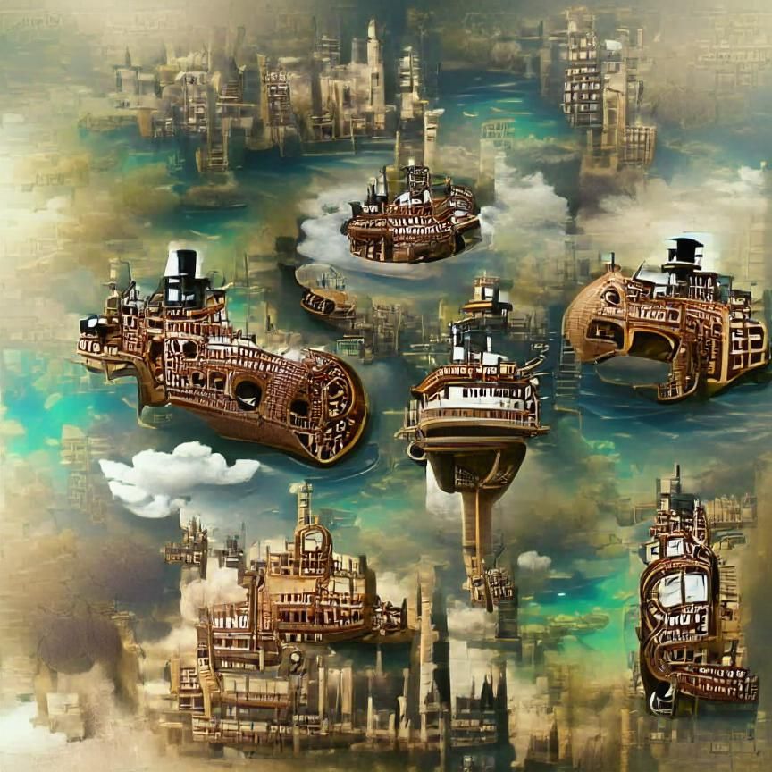 Floating steampunk city