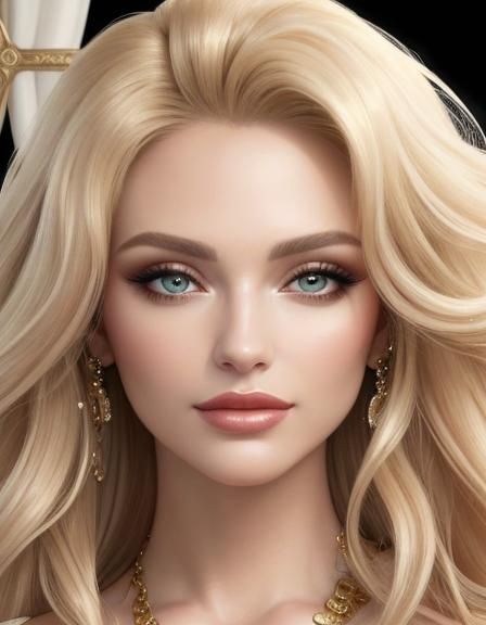 Blonde Bombshell in Penthouse, Glamorous Oil Painting