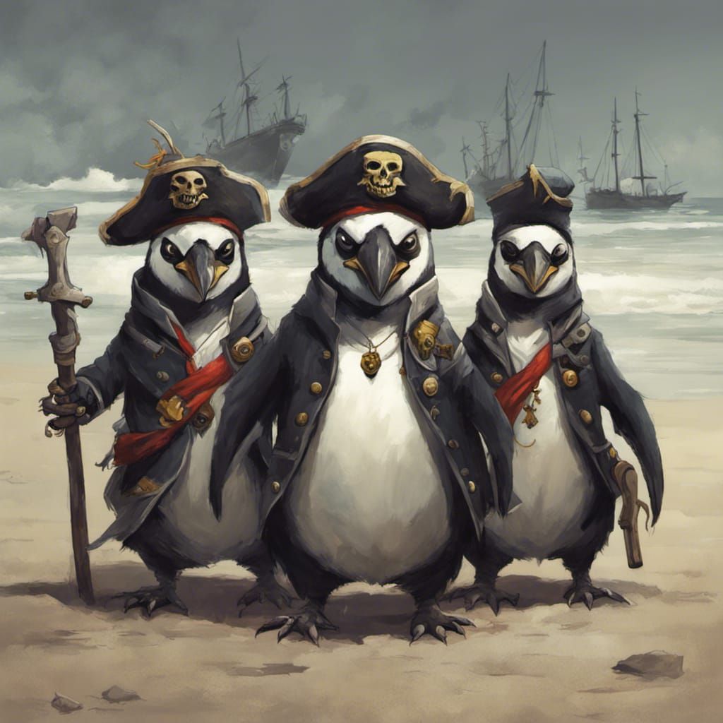 A crew of undead pirate penguins   by @MuSEC_MAn