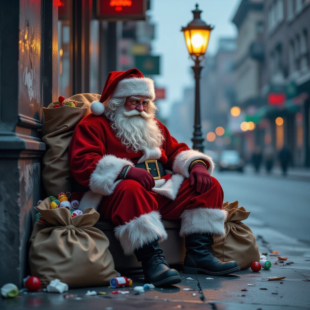 homeless bad Santa