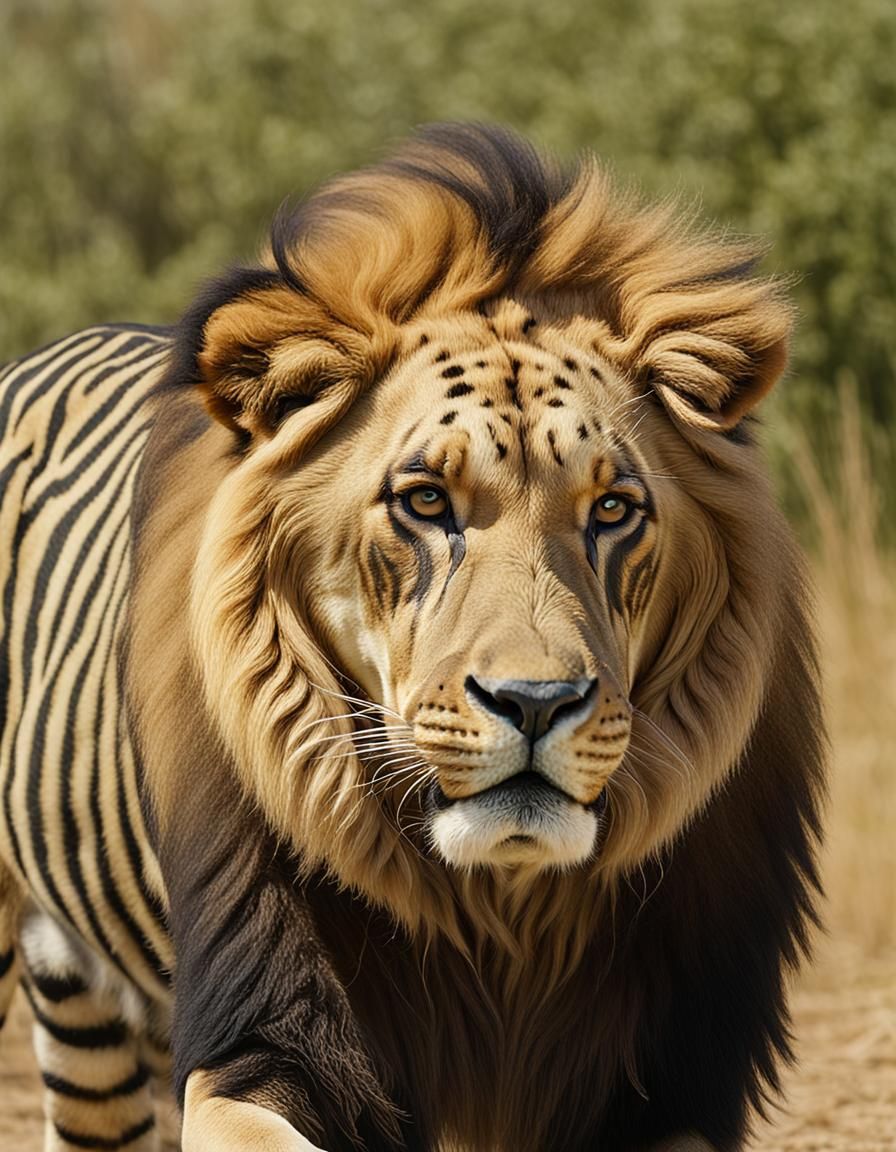 Boy Rides Roaring Lion in Dark Savanna