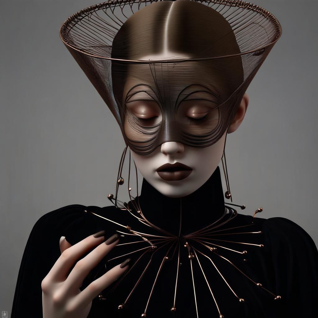 Black and copper portrait.