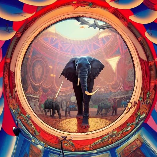 Circus tent elephant show fish eye lense 28k i undefined