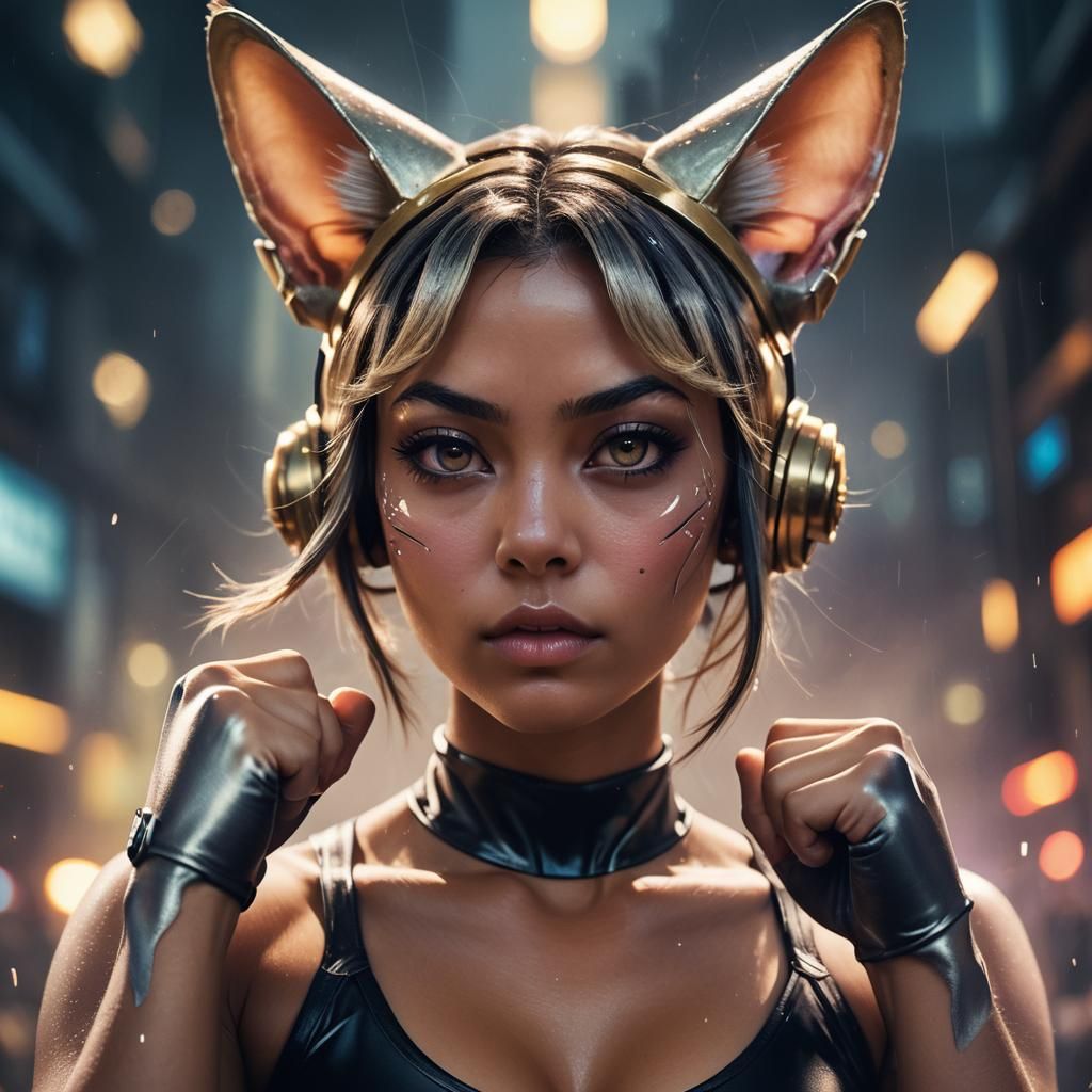 Ears perked up ready for a fight