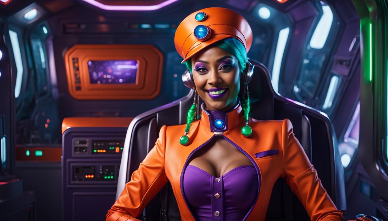 Futuristic Space-Yacht Stewardess