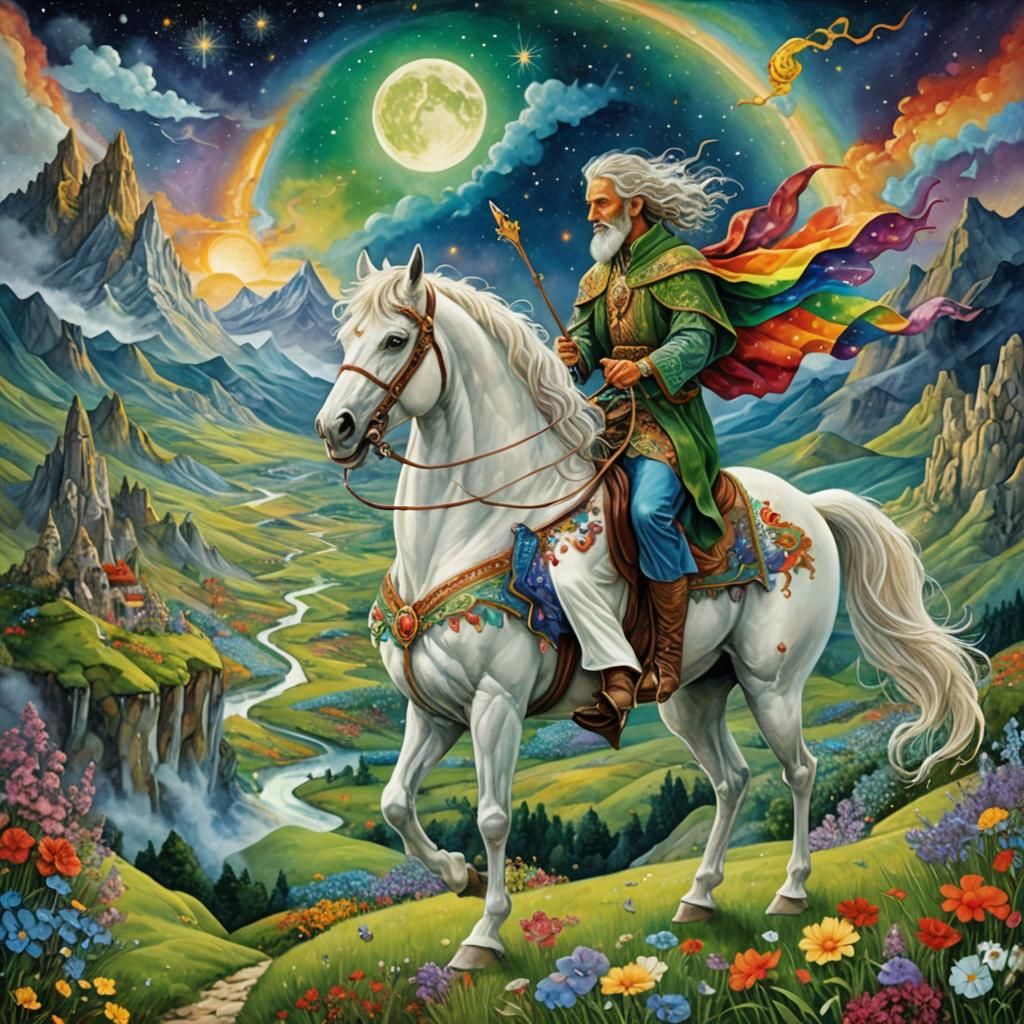 Sorcerer on White Horse Near Celestial Kingdom
