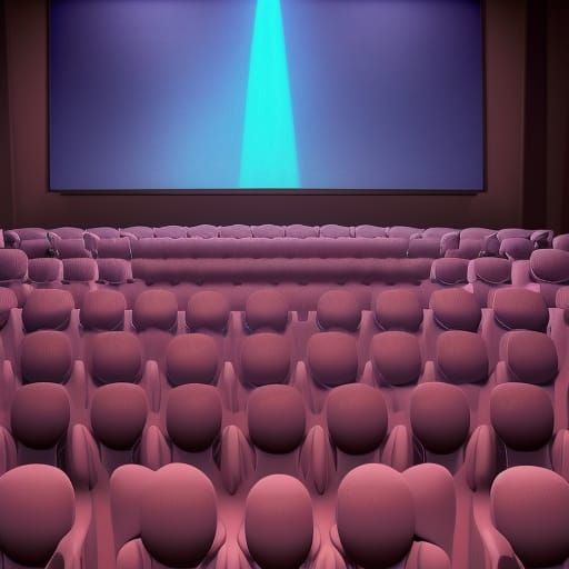 ghost, inside dark movie theater, watching movie
