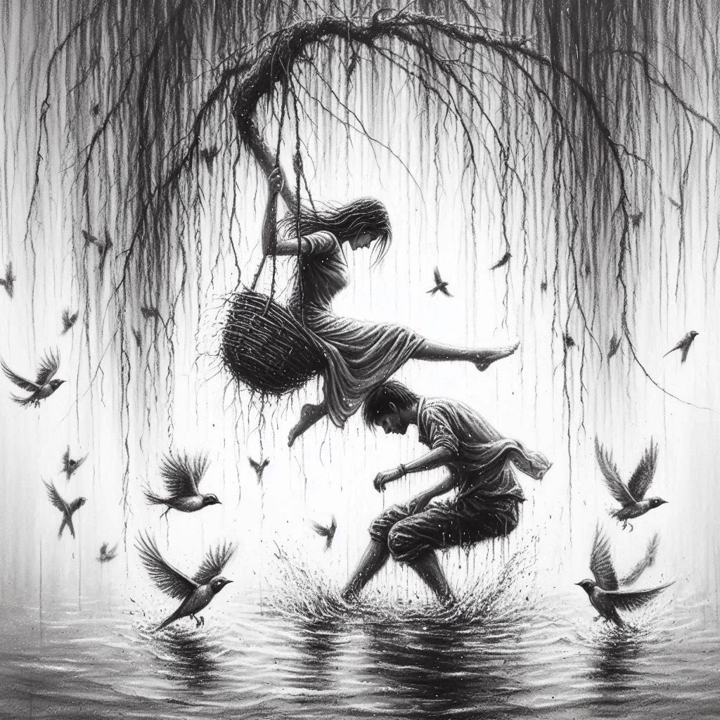 Young lovers discovering sometimes love is a kick in the head