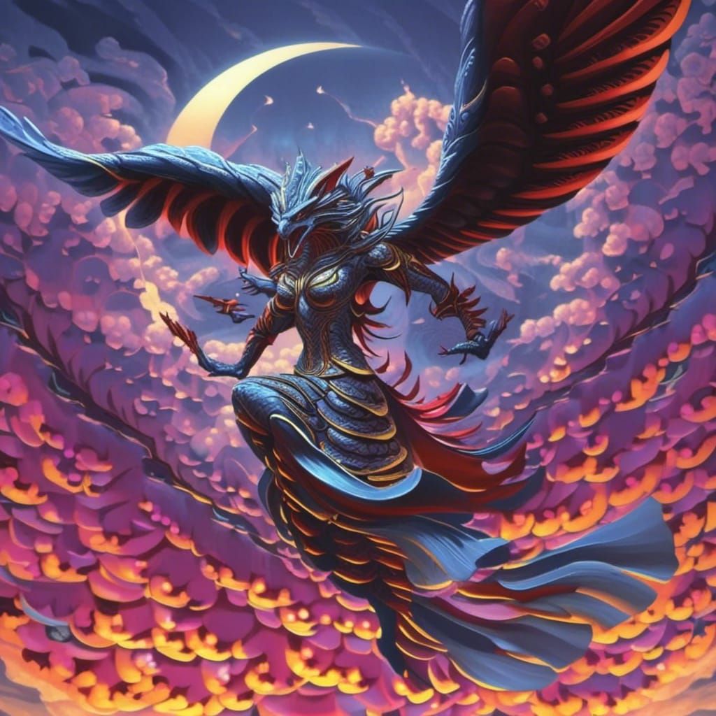 <lora:YinYang Bomb:1.0> flying through the sky but it's strange  by @Relaxing Kiwi