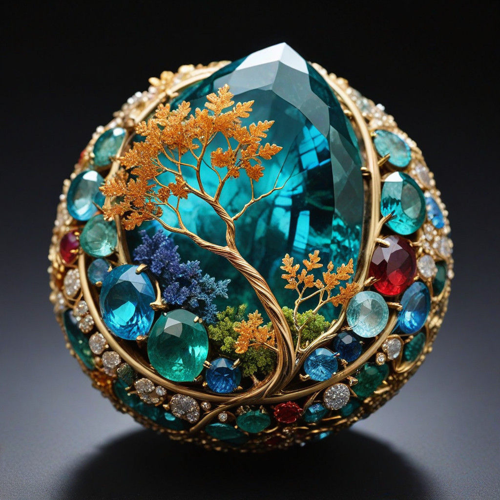 Vibrant Jerusalem Forest Emerging from Emerald Gemstones