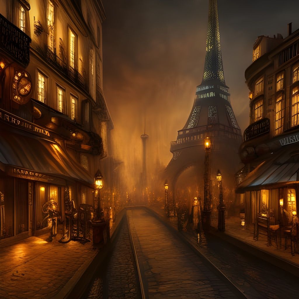 Paris at night steampunk