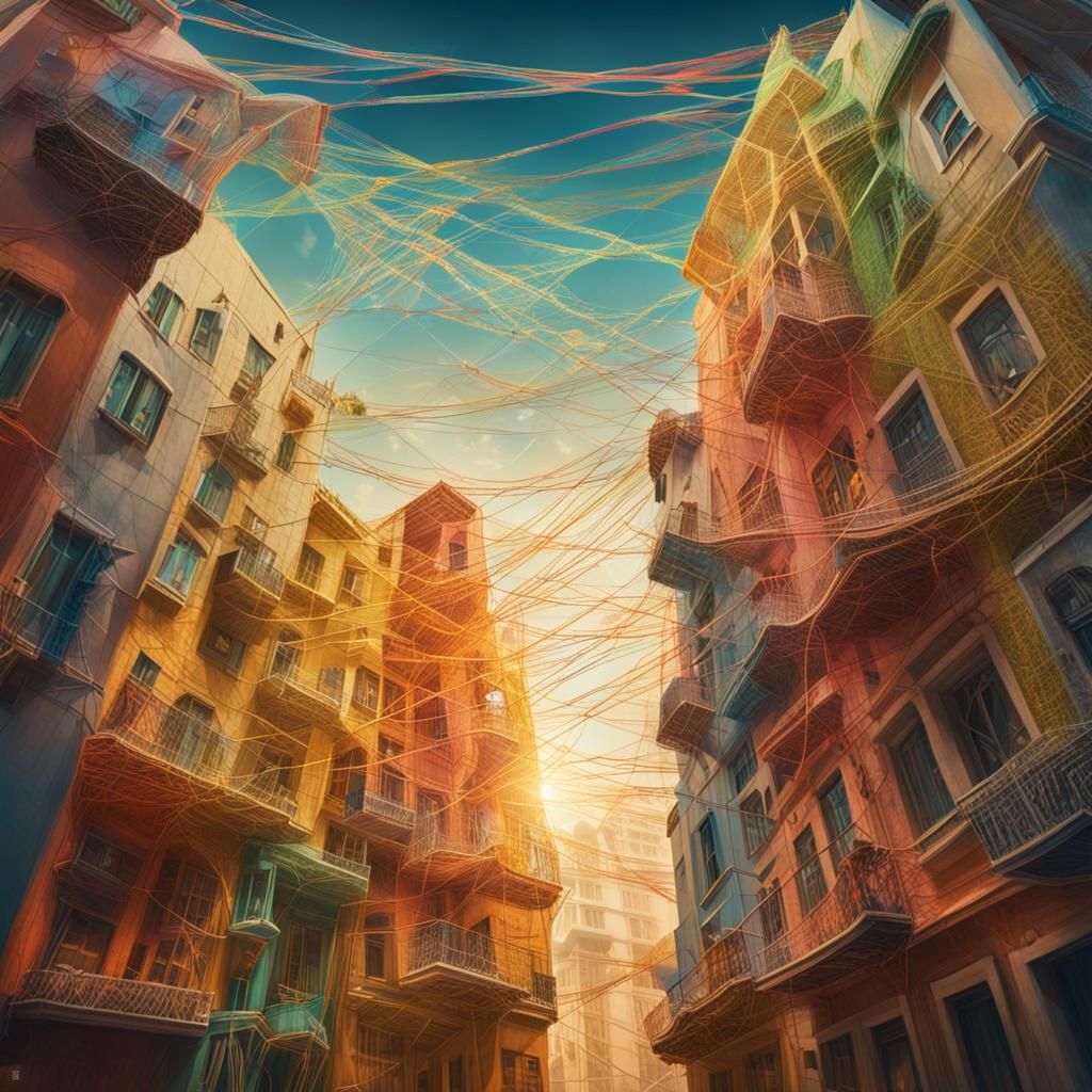 City made entirely out of strings