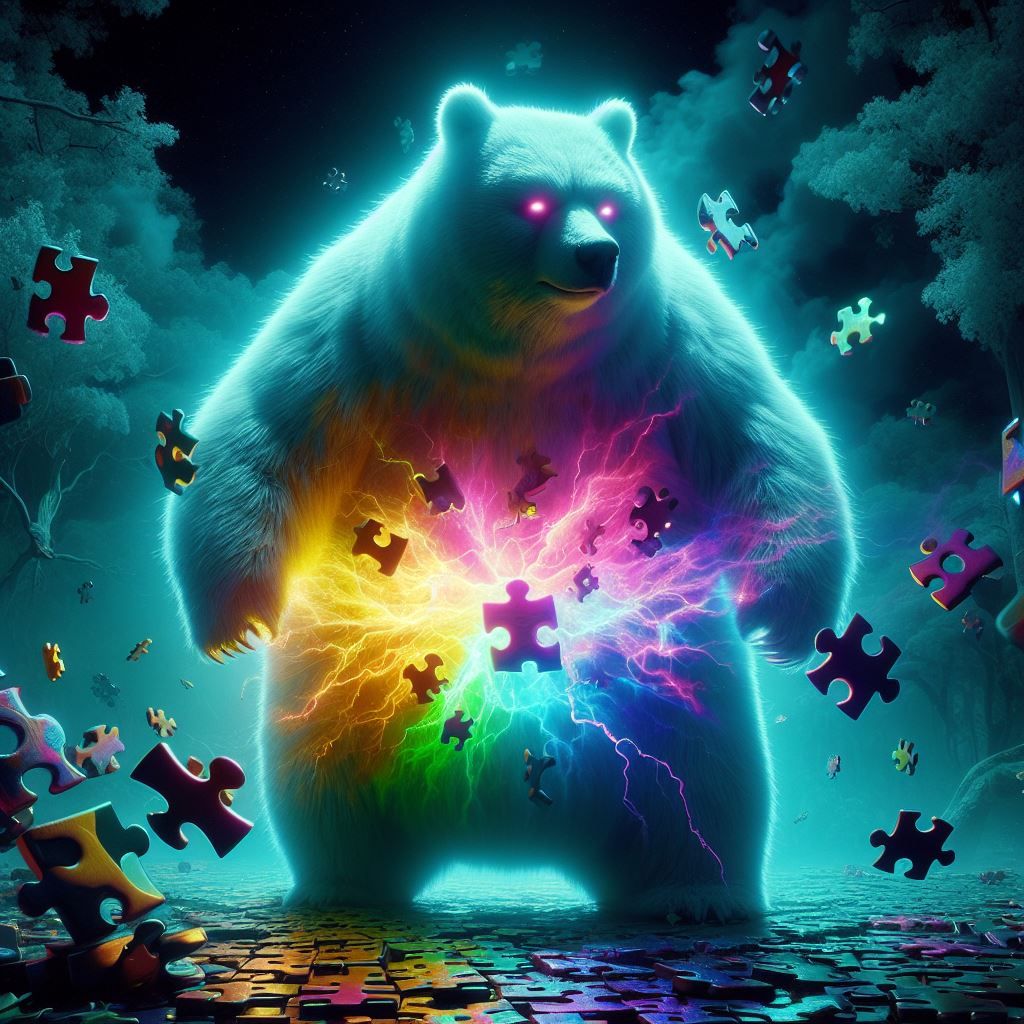 Electric Rainbow Puzzle Bear
