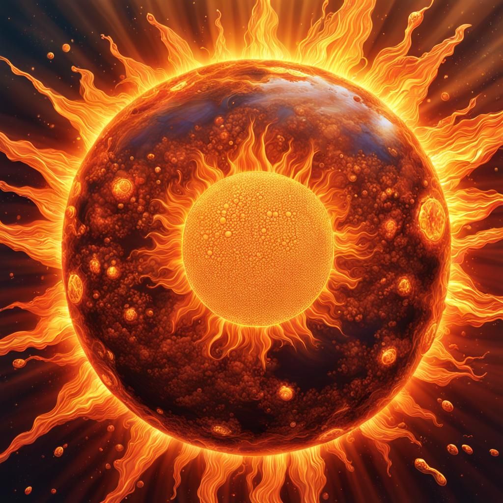 A realistic close-up if the sun showing the surfaces with so...
