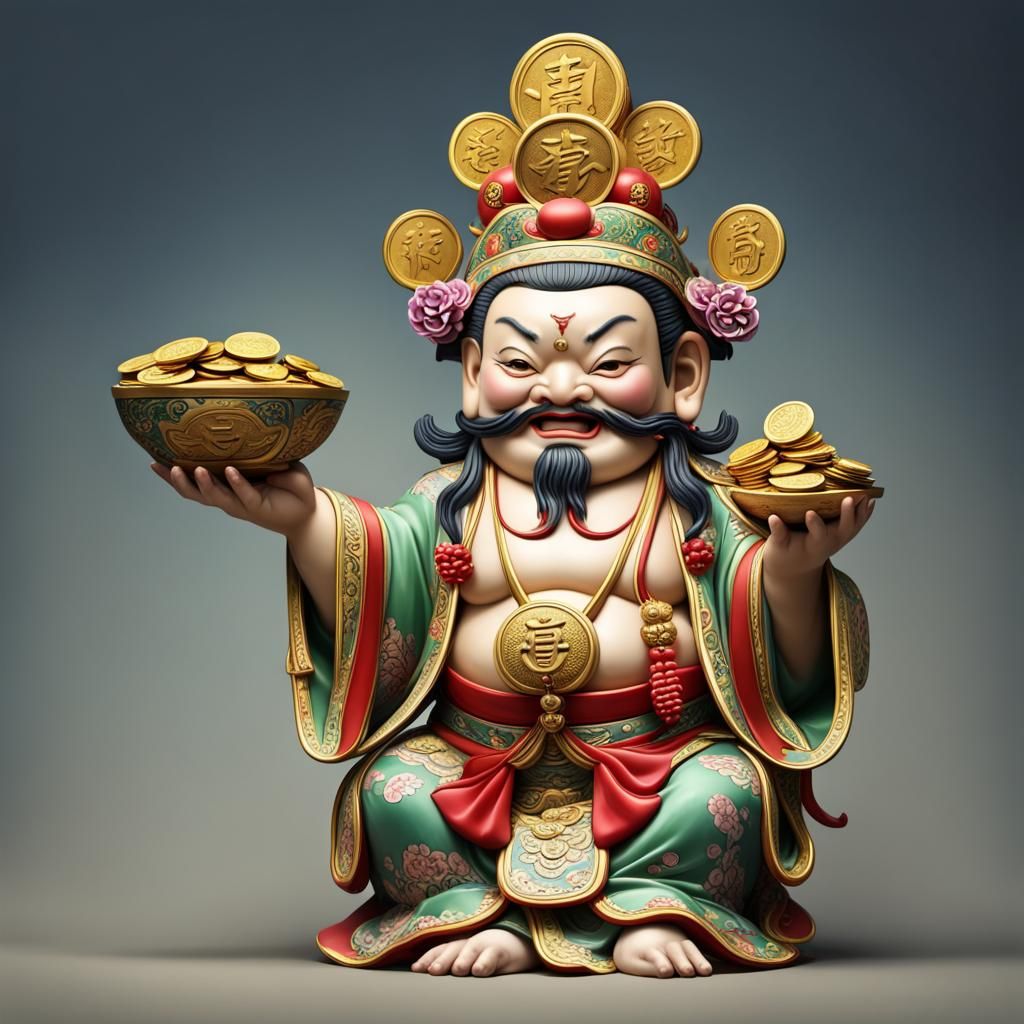 Chinese Caishen ( Money God), Abundance, Money, Wealthy - Ai Generated 