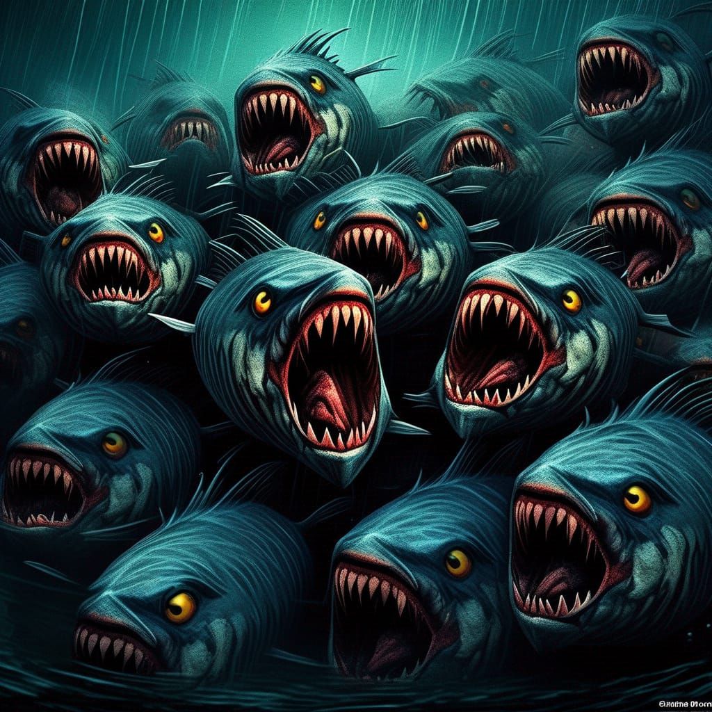 Swarm of Piranhas - AI Generated Artwork - NightCafe Creator