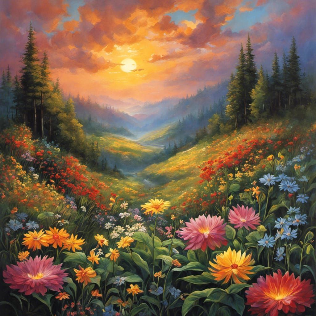 Colourful magical forest