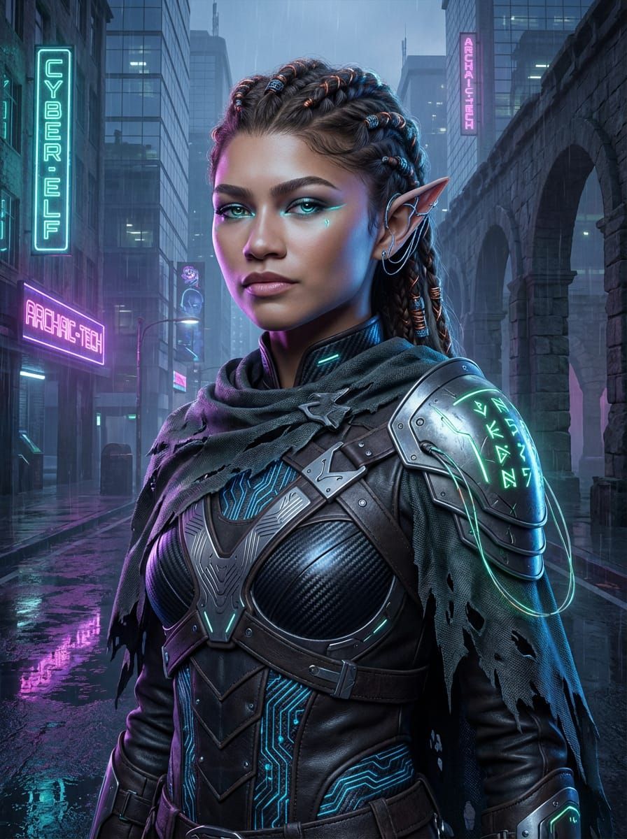 Cyber adventuress elf.