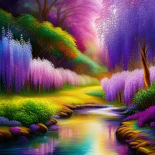 Wisteria Trees - AI Generated Artwork - NightCafe Creator