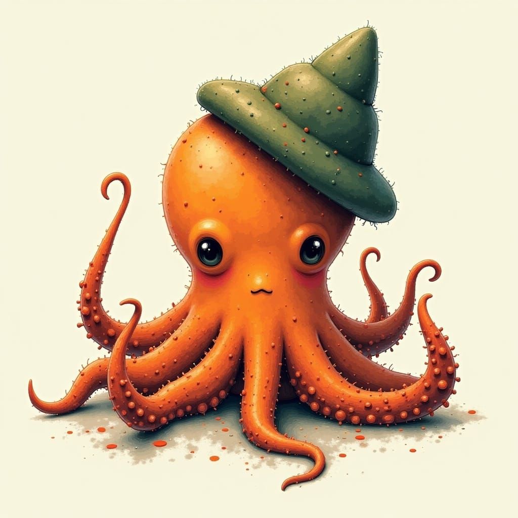 octopus with hat <lora:CuteRoundAnimals:1.0>