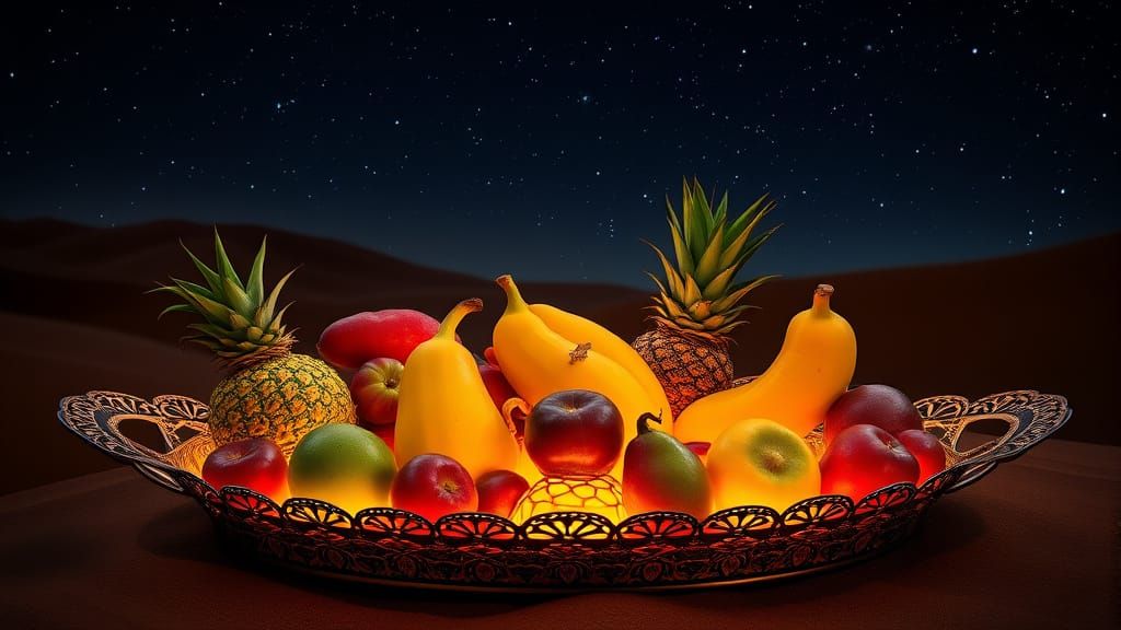 Glowing fruits in the night