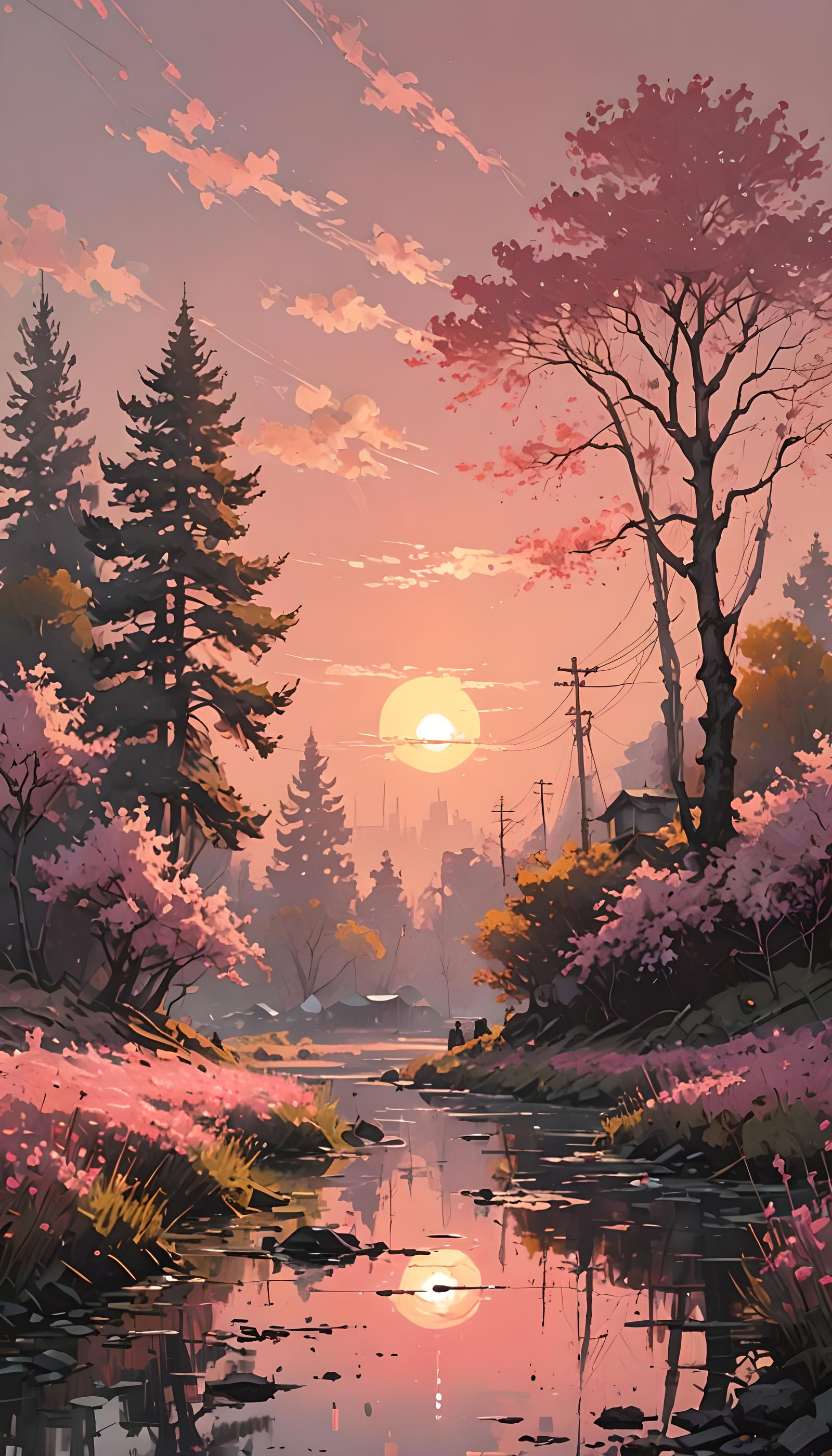 A Rising Sun. Pastel pink scale. In Ismail Inceoglu Style. I...