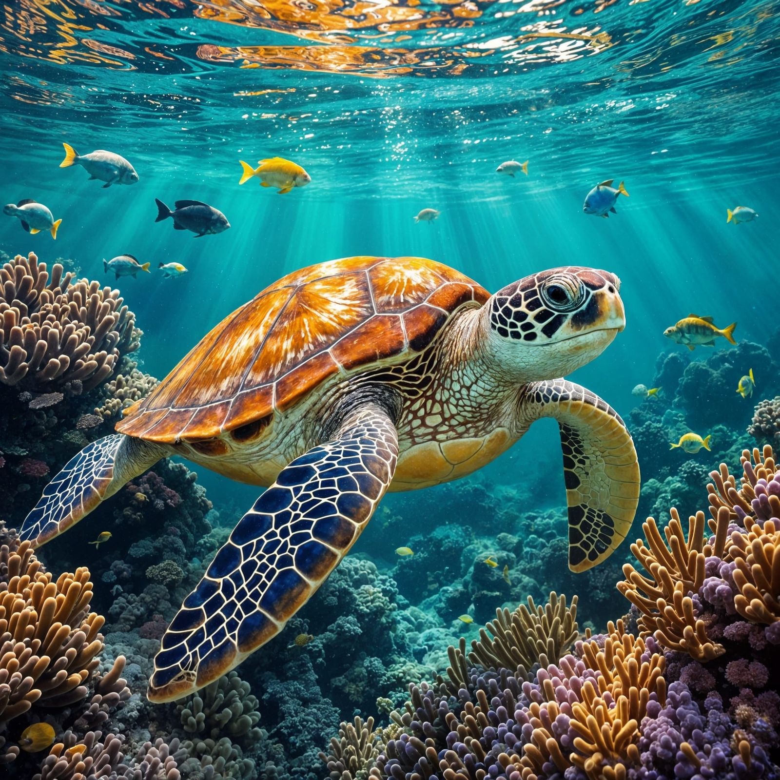 The Majestic Sea Turtle in the Great Barrier Reef  by @Mystienight