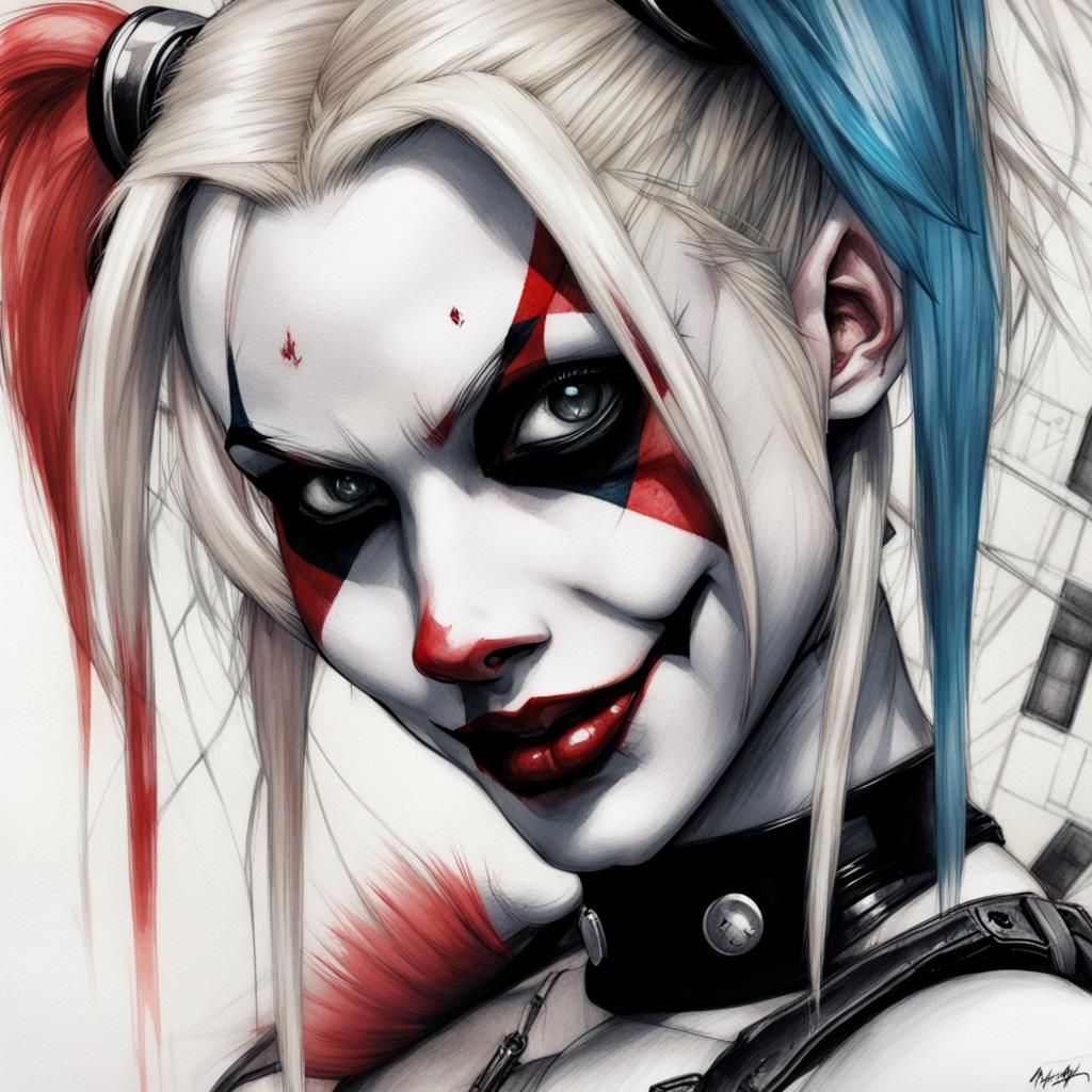 close-up of harley quinn - AI Generated Artwork - NightCafe Creator