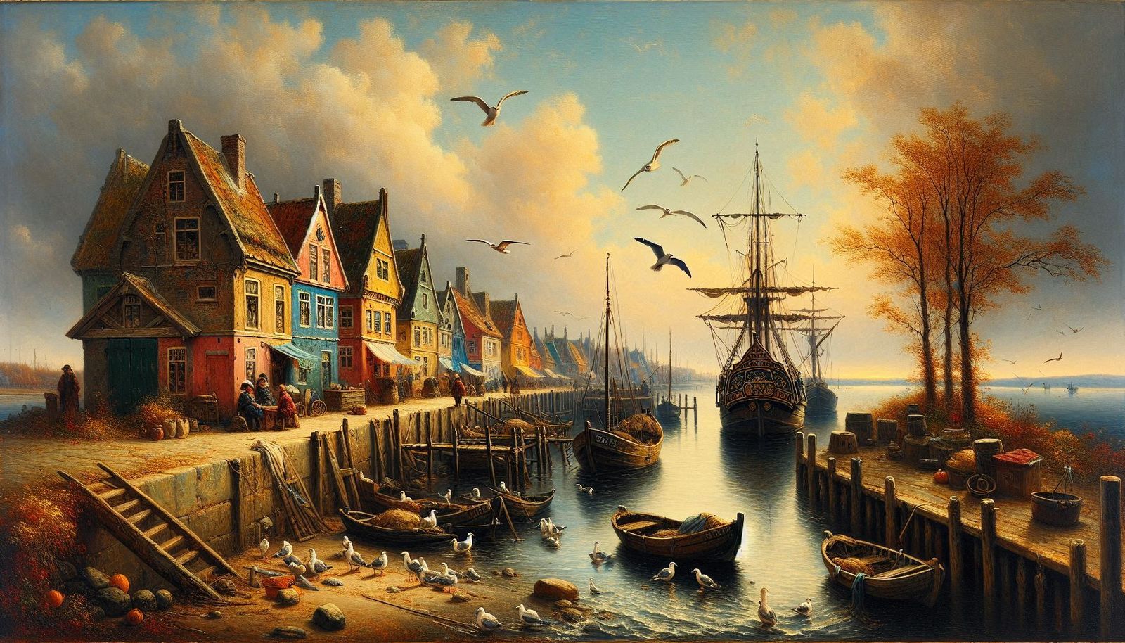 Beautiful Fishing Village at Low Tide