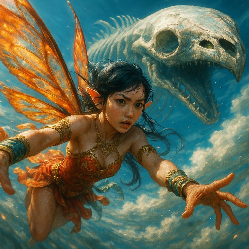 Skyborn Huntress and the Leviathan Wraith