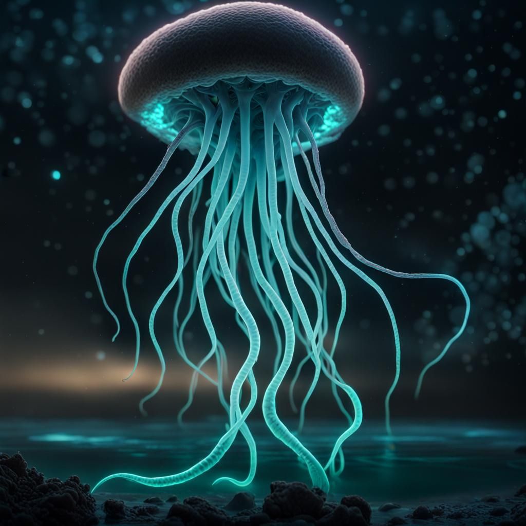 Bioluminescence floating jellyfish