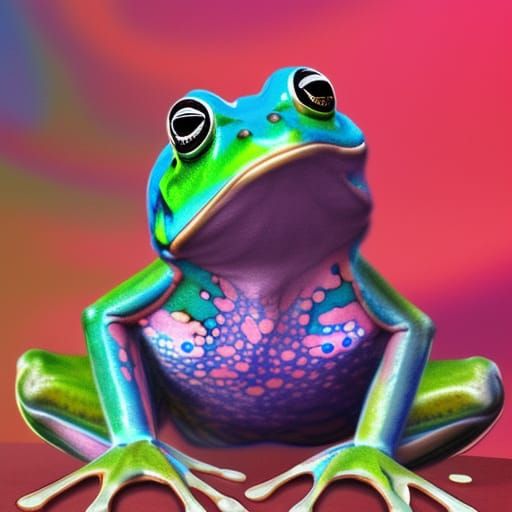 Watercolor frog, vivid and pastel colors,  deep color, fanta...