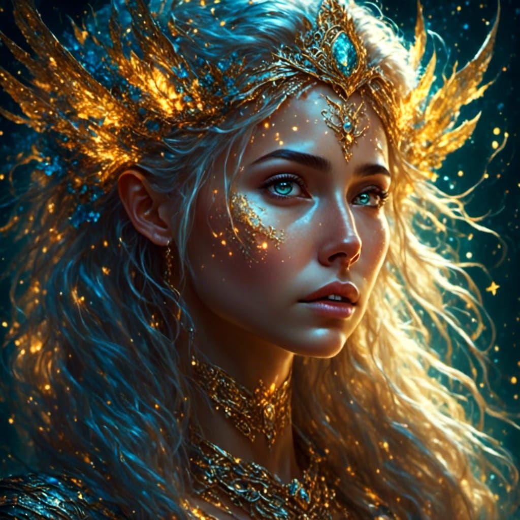 Enchanting Elf Portrait with Golden Tattoos