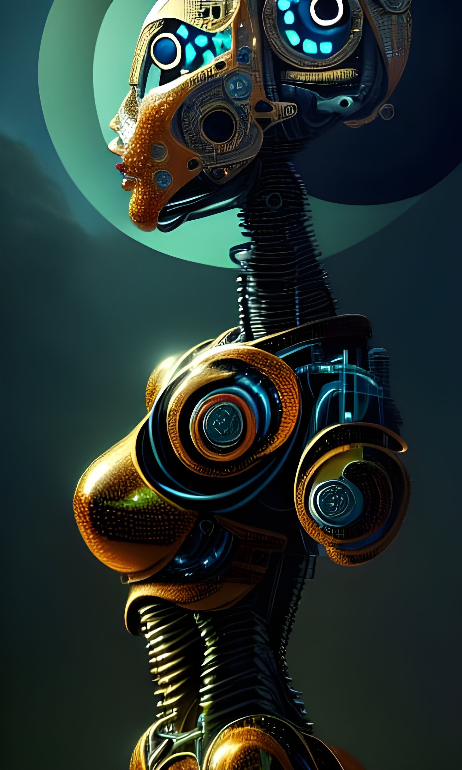 Nature-Infused Glowing Cyborg Robot